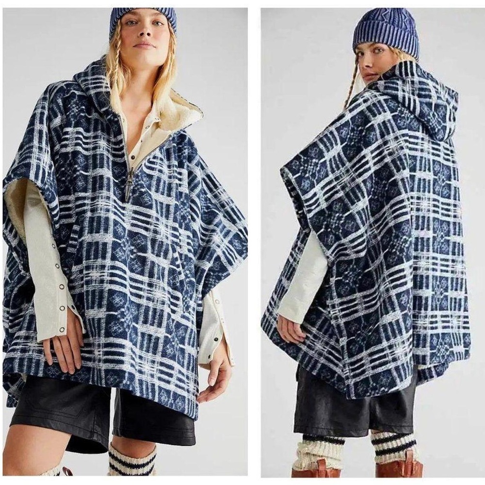 FP Movement by Free People Oversized Miss You Hooded Plaid Poncho - XS/S
